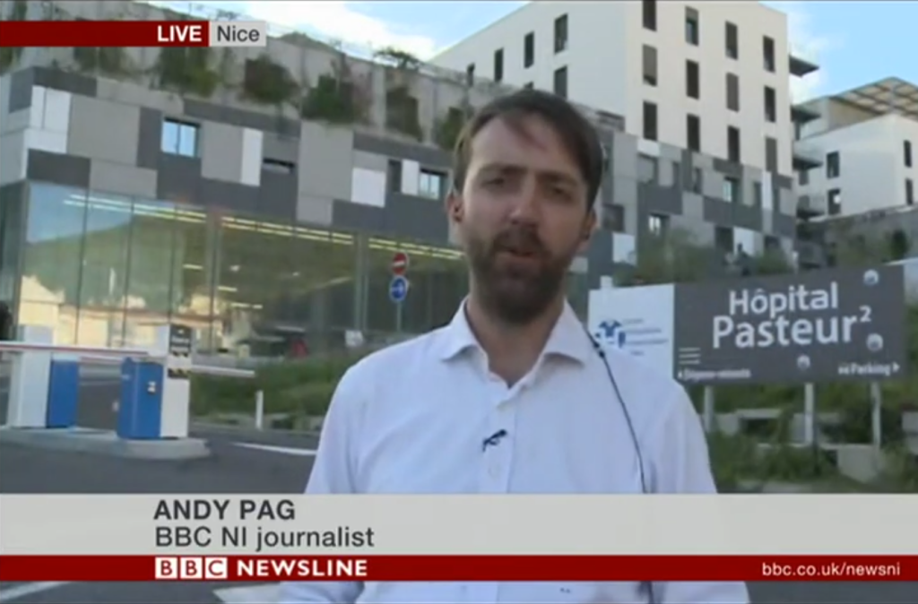 Andy Pag BBC reporter and keynote speaker, live from Nice,