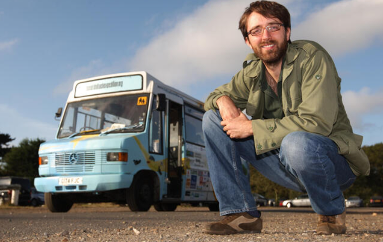Andy Pag keynote speaker on sustainability, change and identity, with the biotruck